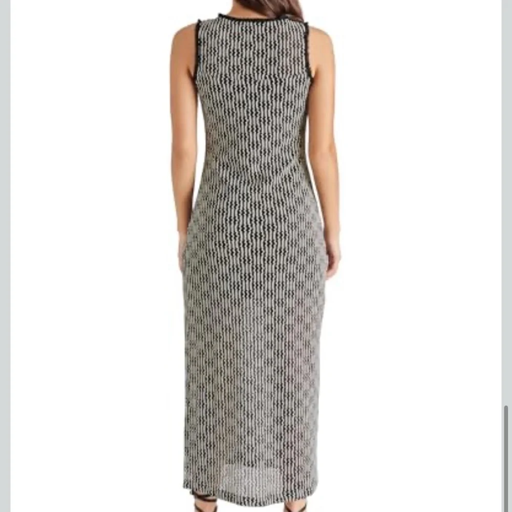 Steve Madden Bodycon Tank Midi Dress Cut Mesh Crochet Striped Pattern Knit S - Picture 4 of 14